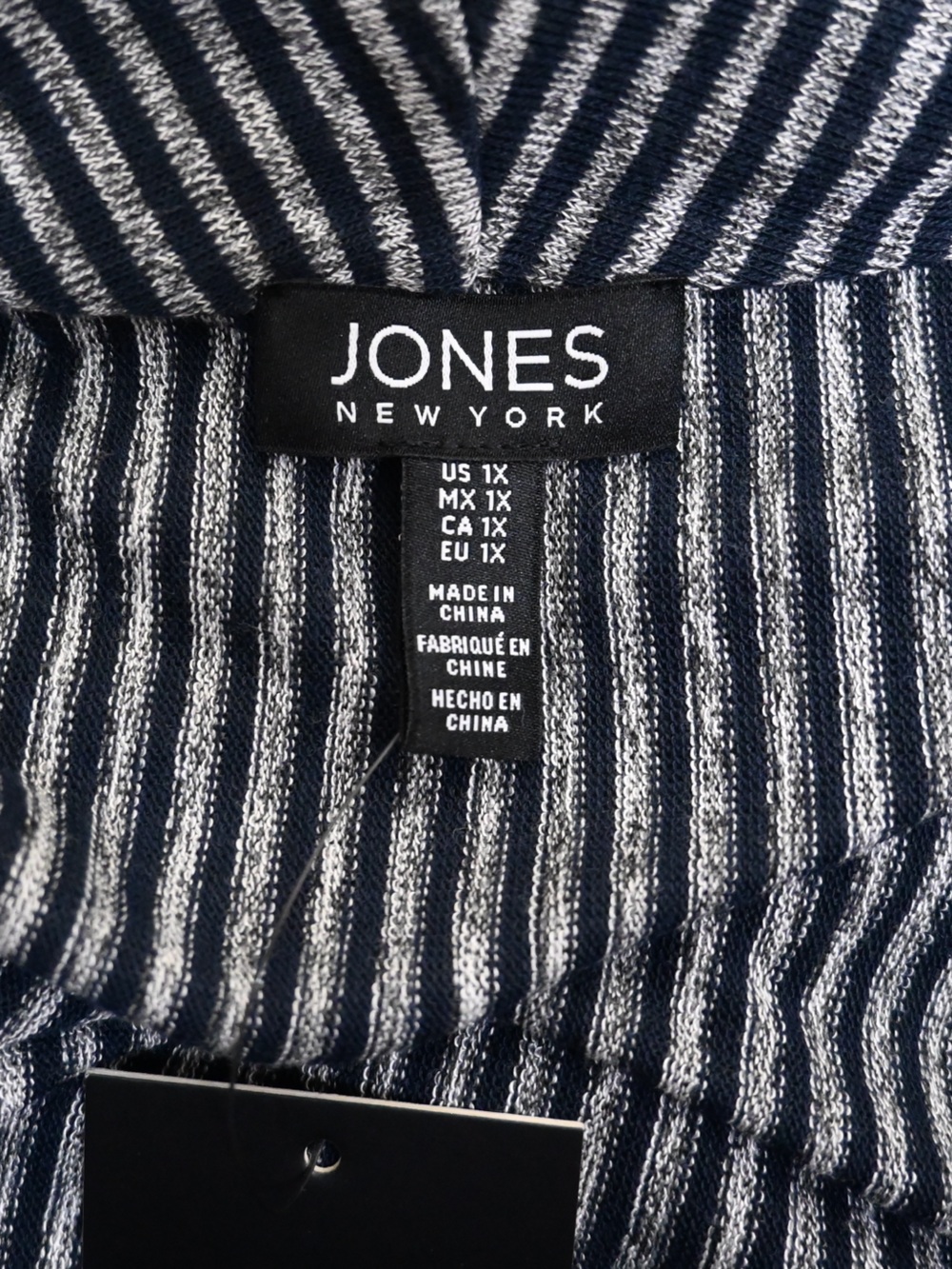 Jones New York Women's 1X Cowl Neck Vertical & Diagonal Stripes Flowy Tunic NEW - Picture 7 of 10